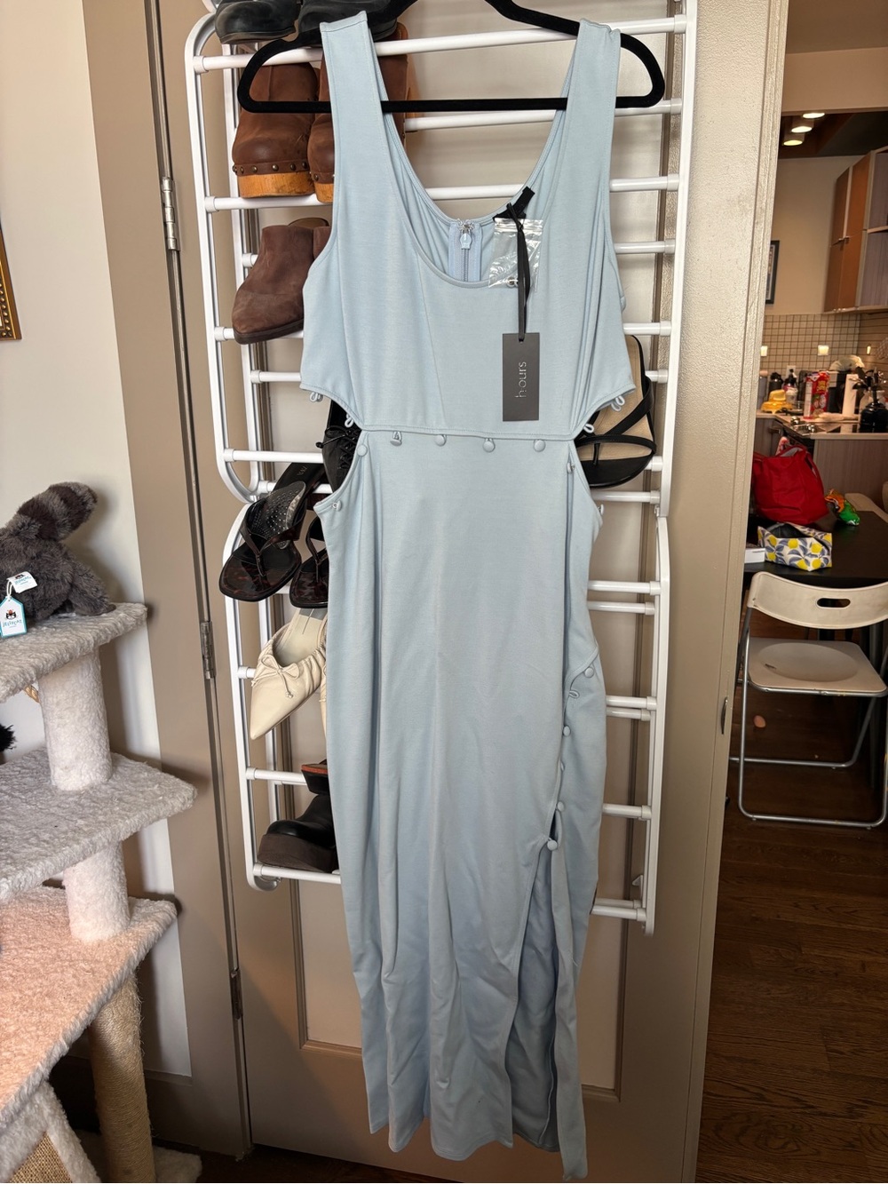 Revolve - Hours brand Polaris Light Blue Sleeveless Maxi Dress with Side Cutouts